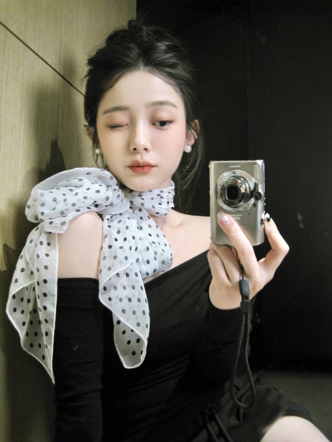 【通用 陶瓷项链】波点丝巾 围巾 时尚