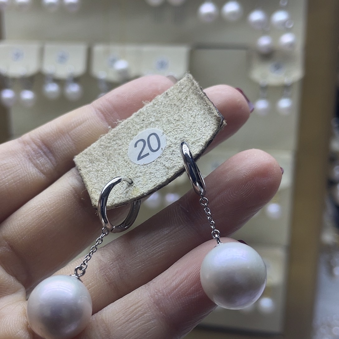 淡水珍珠耳饰银S925镶嵌