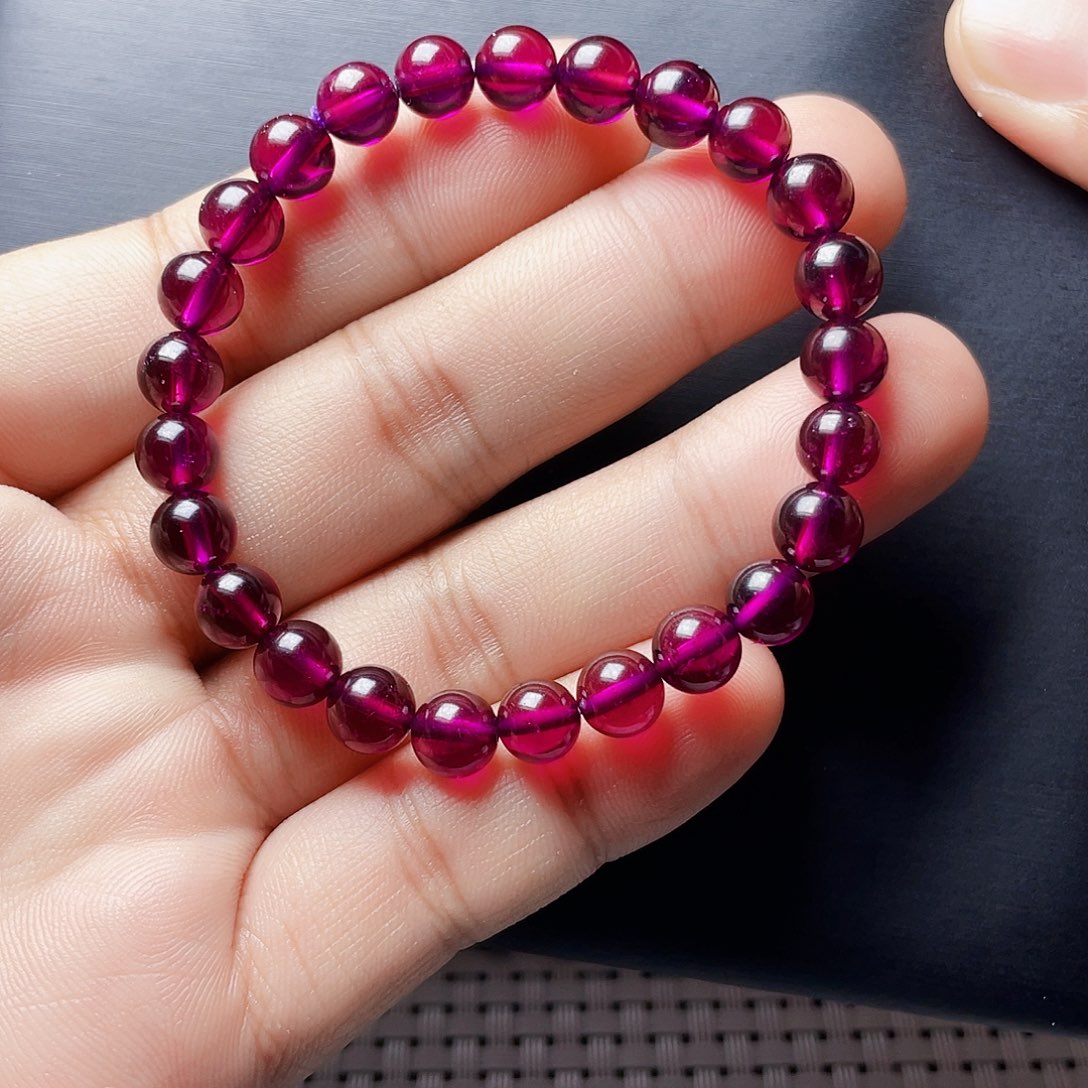 石榴石手链未镶嵌7.0MM毕业级紫牙乌单圈天花板10A级