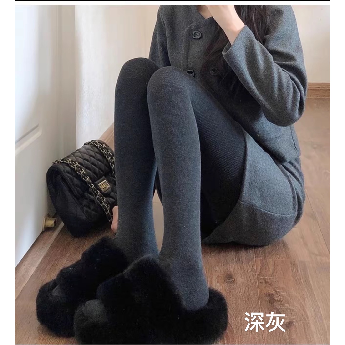 【合并发货单独买不发货】320克打底裤女外穿薄绒螺纹显瘦保暖8800