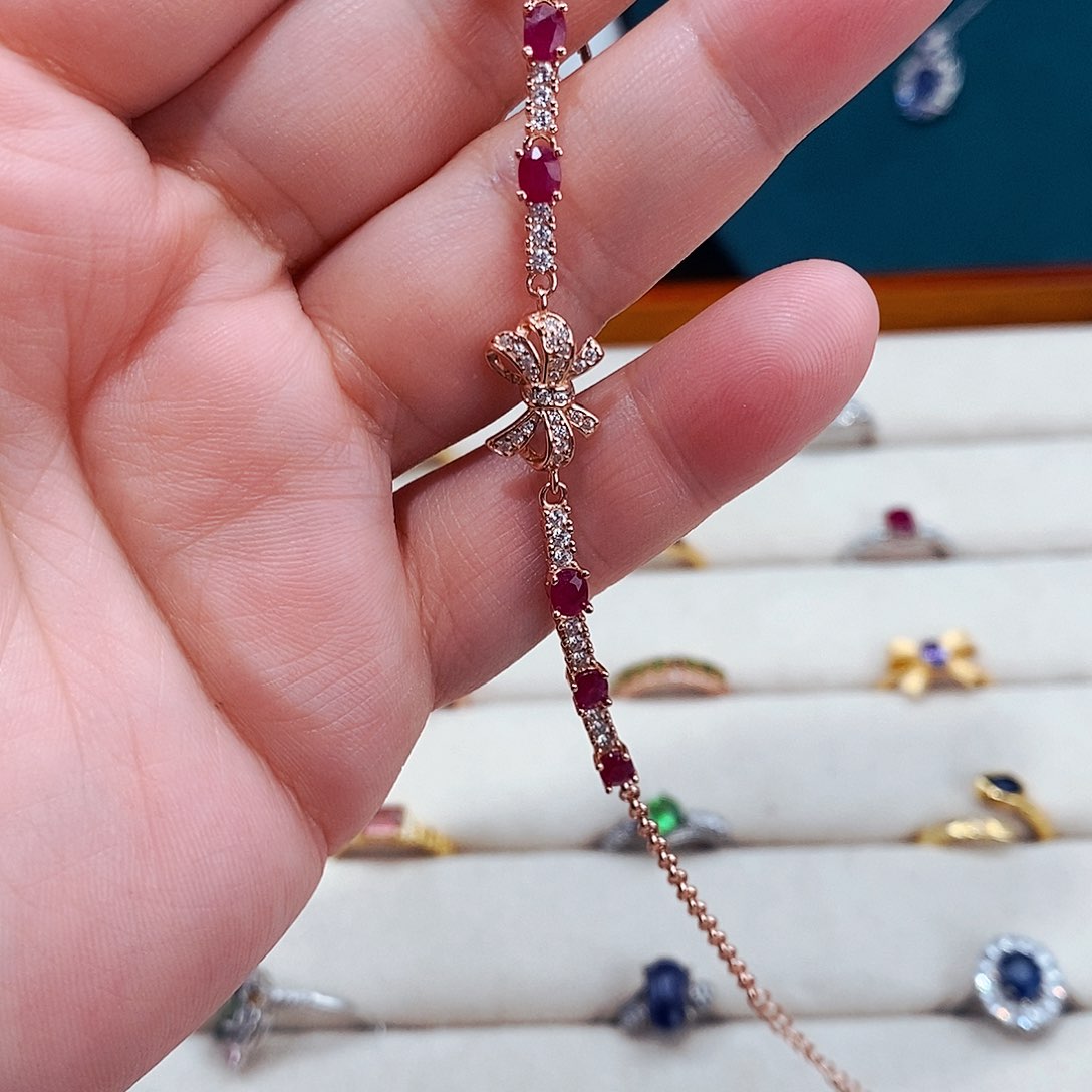 红宝石手链银S925镶嵌