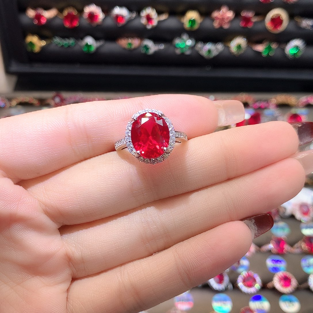 红宝石戒指银S925镶嵌1012