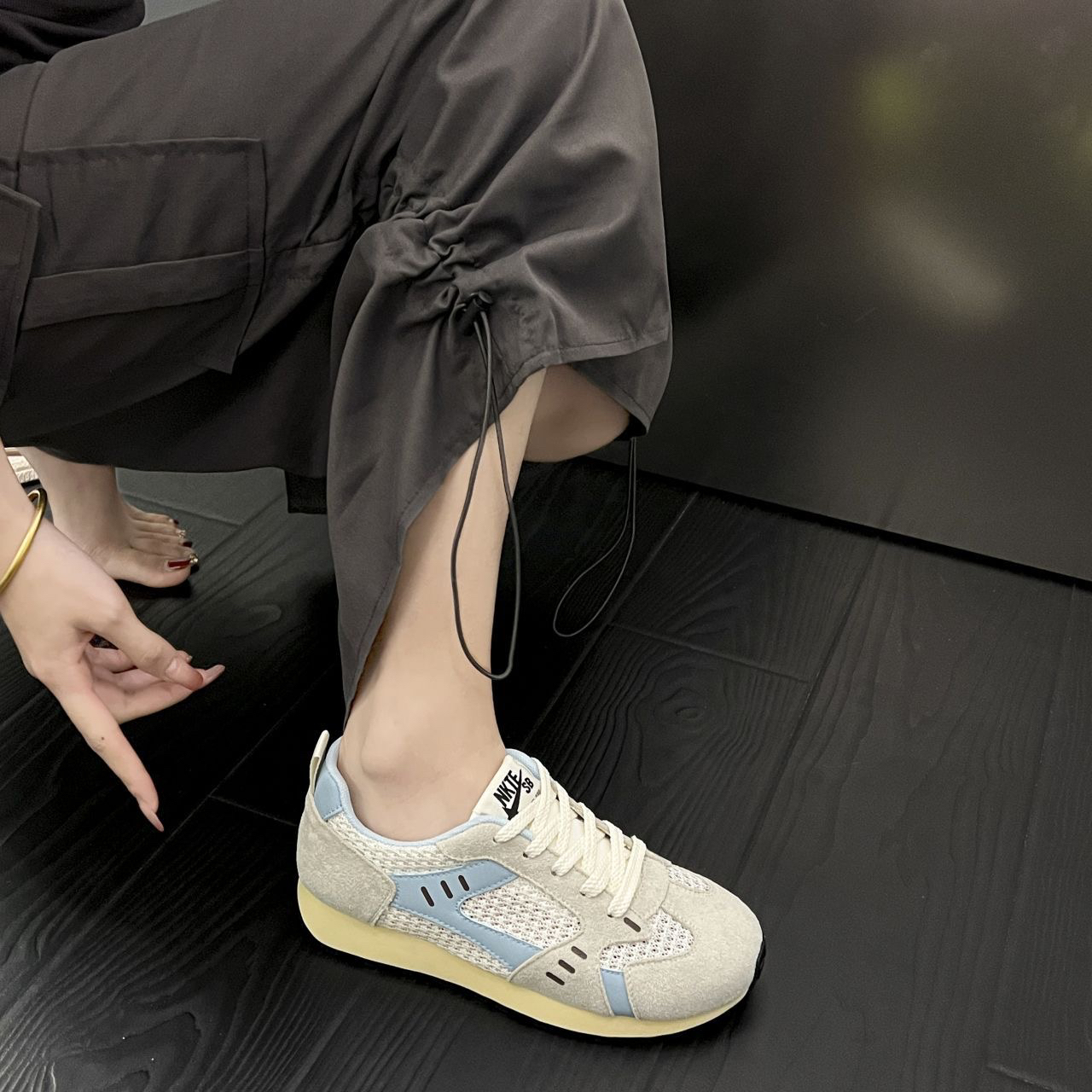 夏季薄款网面透气阿甘鞋女新款软底轻便运动鞋学生防滑德训鞋58-2