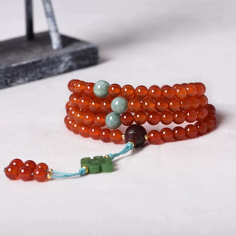 《嫣红》南岳大庙文创嫣红手串叠戴百搭红色女款气质时尚多层