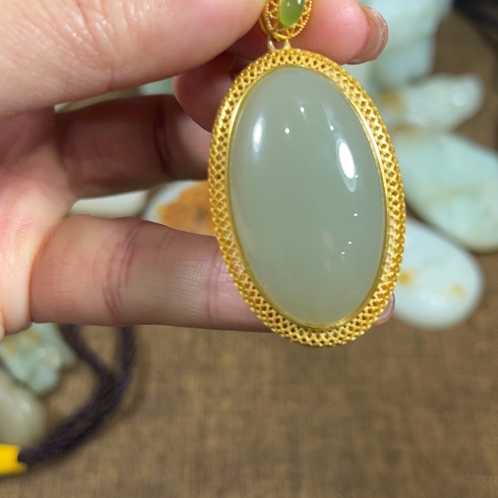 和田玉银S925镶嵌颈饰