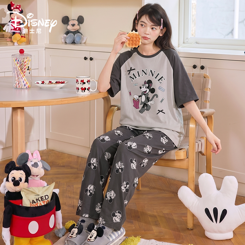 Disney/迪士尼天丝莱赛尔夏季短袖长裤卡通可外穿舒适家居服0352