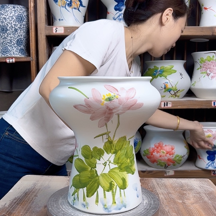 摆件蘑菇绿绿荷花新款陶瓷陶瓷