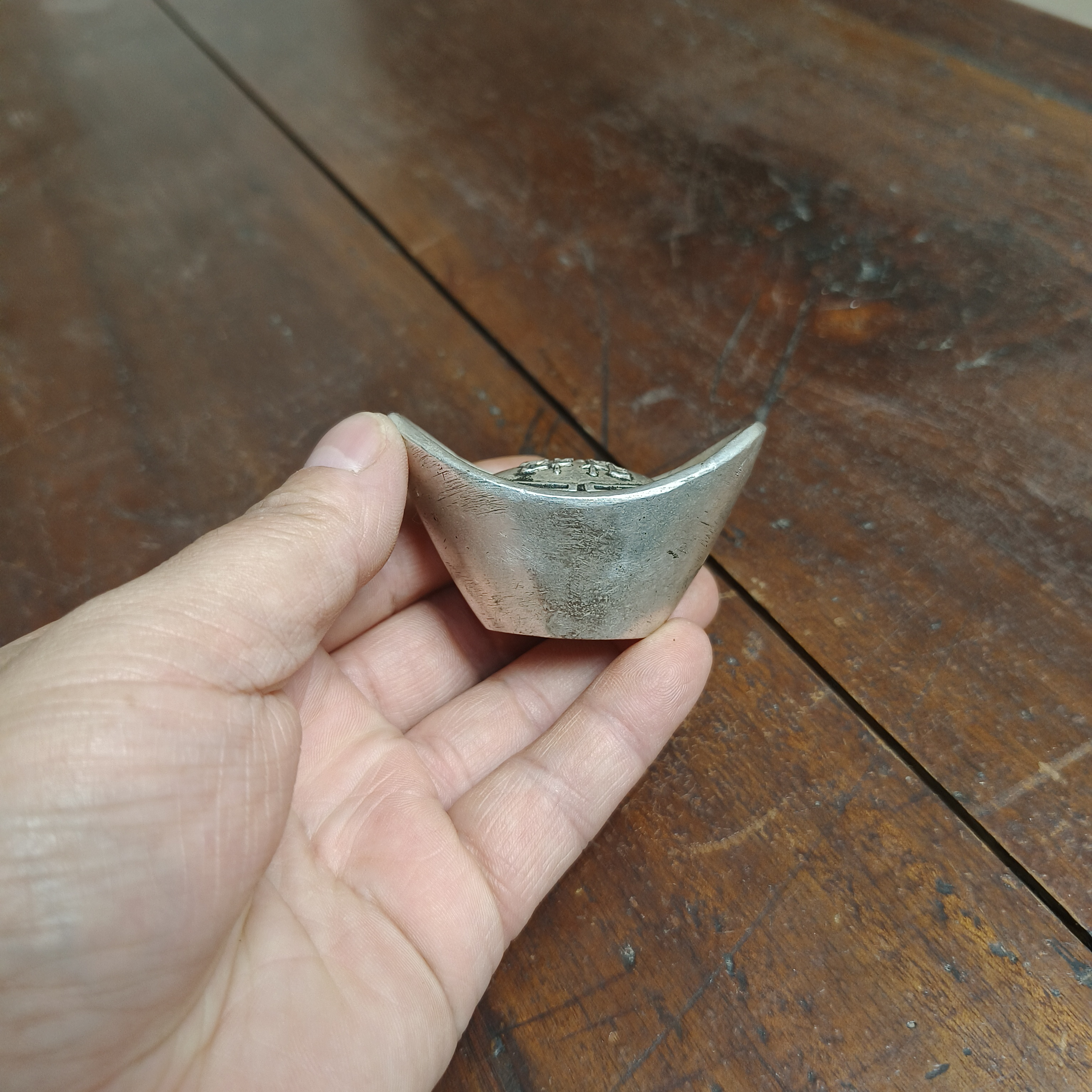 现代工艺品Y002银白色刻字大号船锭现代复古摆件精美创意摆件