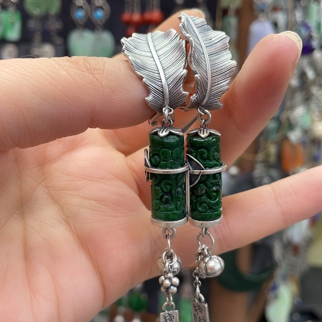 咪***咪翡翠银S925镶嵌耳饰957fhhhhh