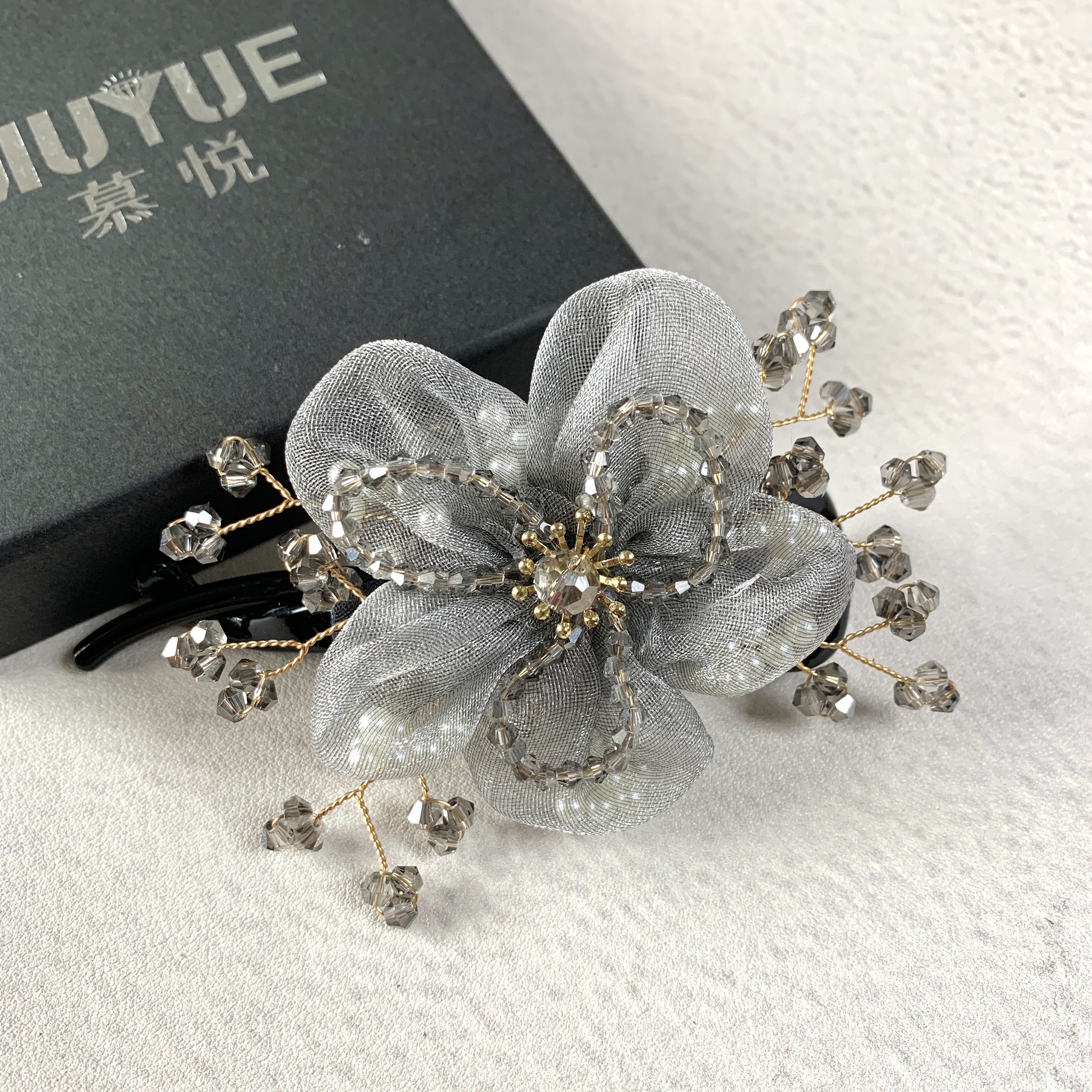 慕悦-M041网纱新款侧抓盘发夹扭扭夹女士发夹