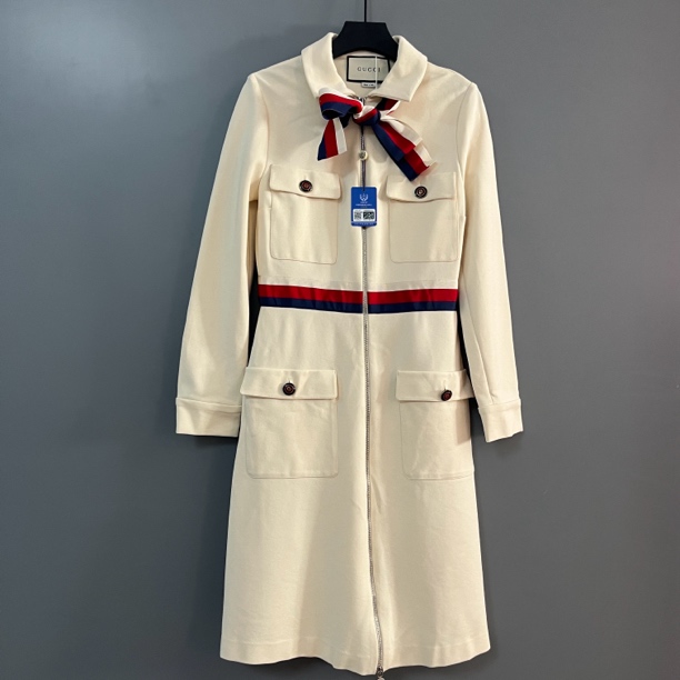 95新 GUCCI/古驰 古驰白色翻领外套连衣裙
