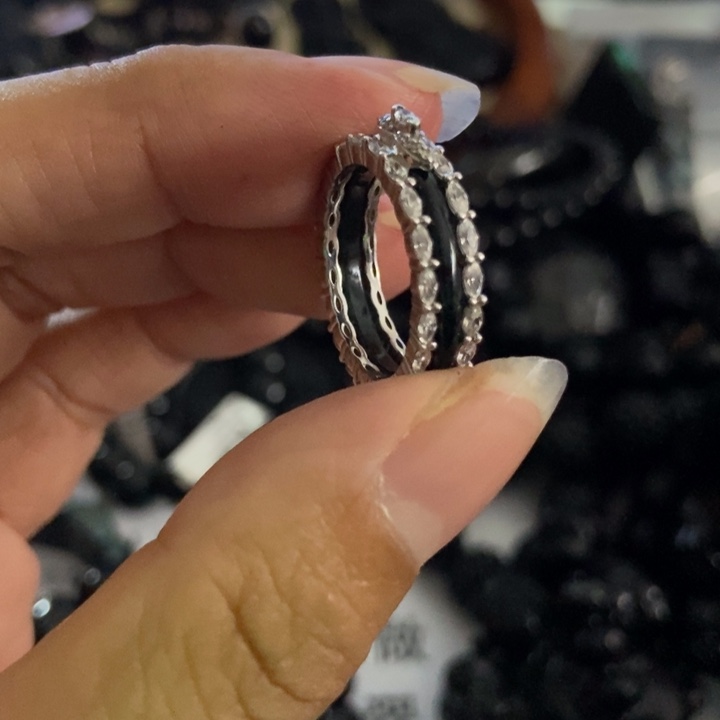 翡翠银S925镶嵌戒指墨翠17