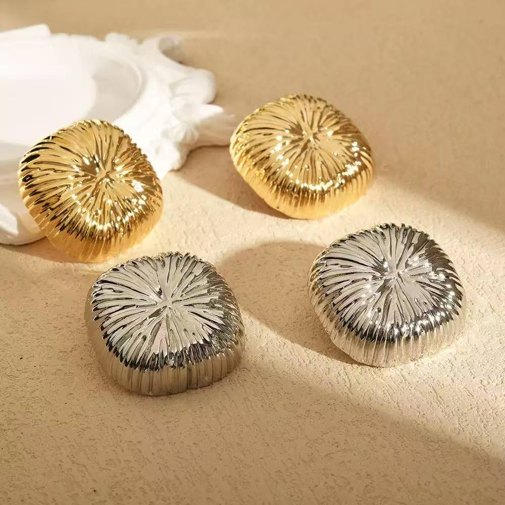 铜合金耳饰 耳环耳饰小众简约耳扣复古欧美优雅编织耳钉重工气质