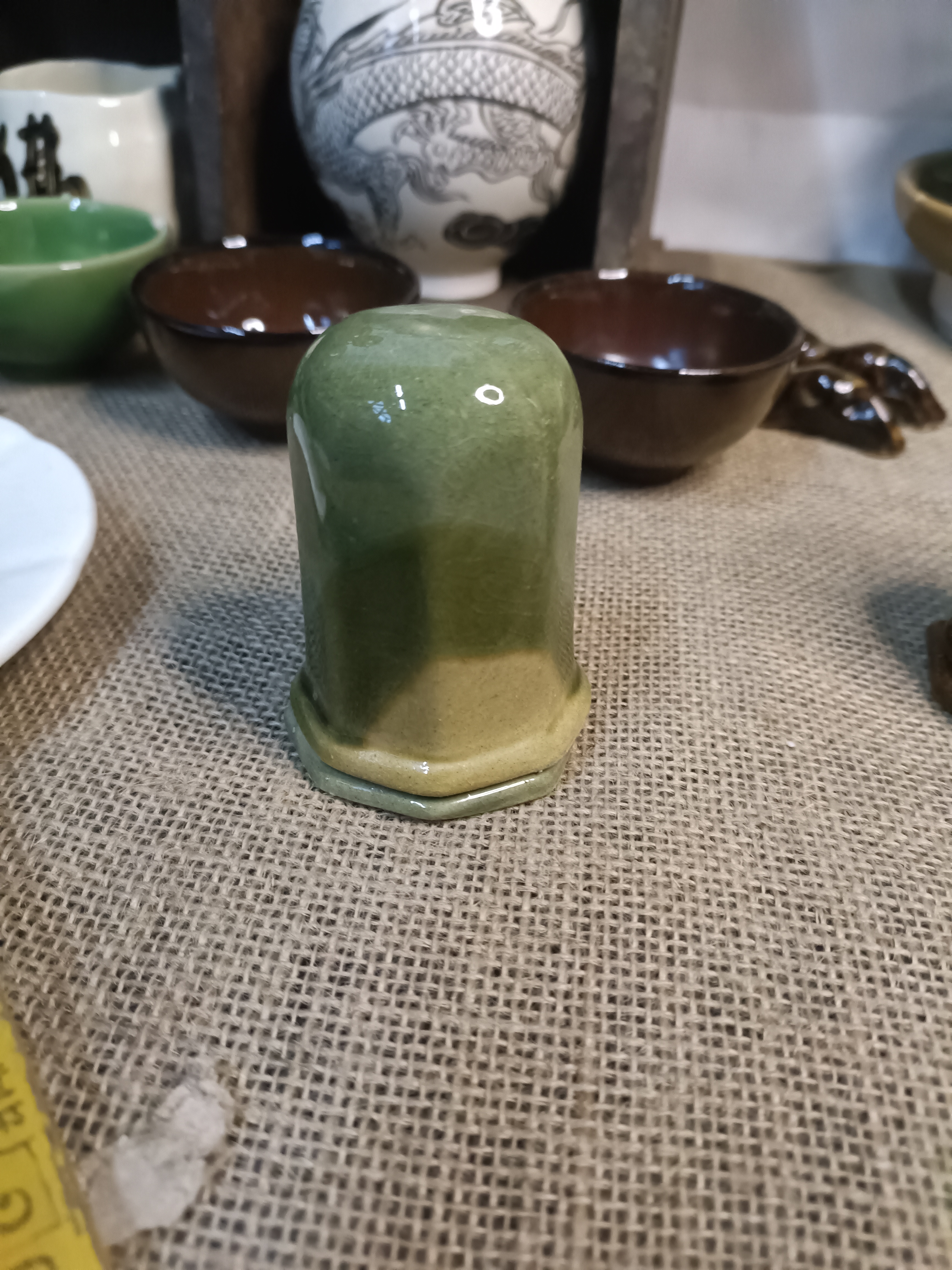 磁州窑高温天然釉牙签筒一套