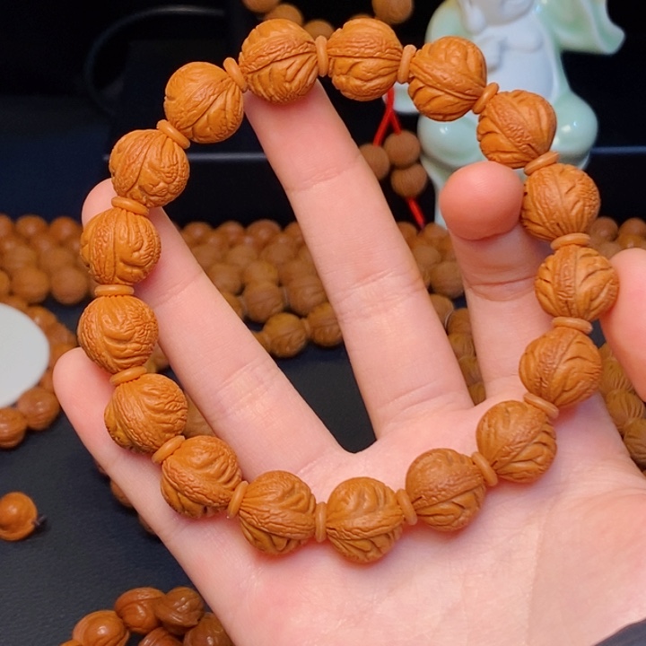 手串桃核龙鳞仿古 14mm左右 成品手串
