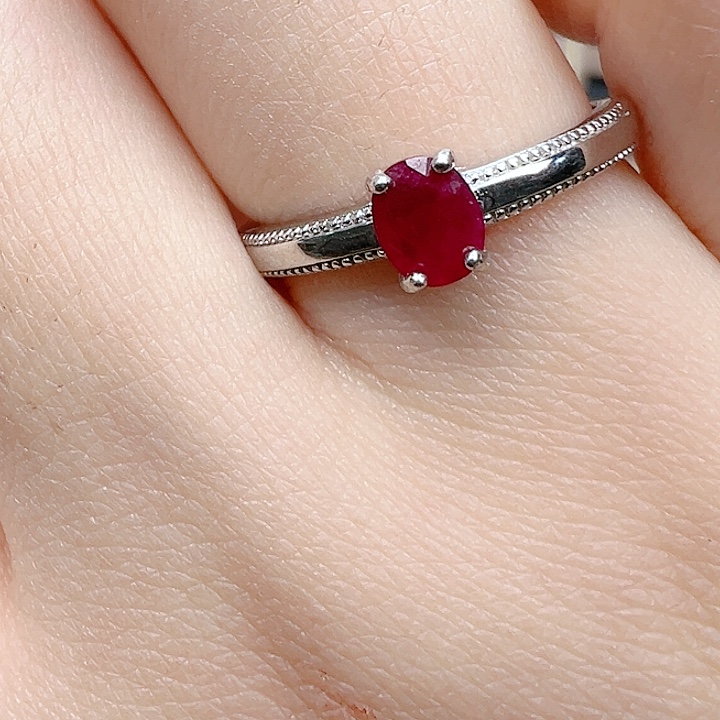 戒指银S925镶嵌红宝石