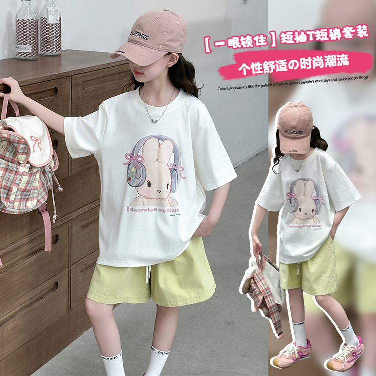 设计感蕾丝拼接短袖t恤女2025夏季新款宽松休闲小众卡通印花上衣