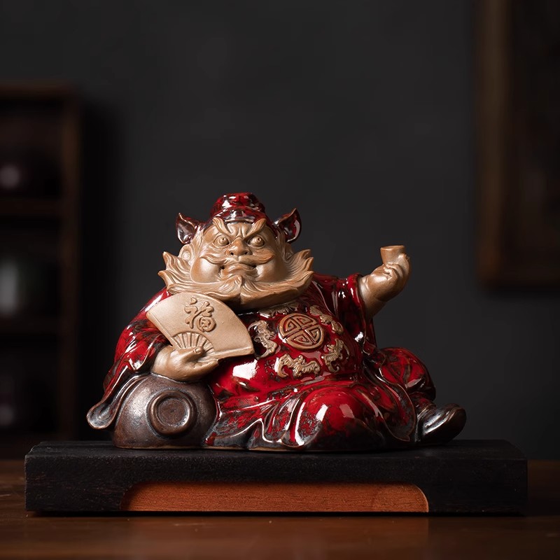 中式禅意钟馗陶瓷创意家居客厅茶室茶宠玄关办公室桌面装饰品手工
