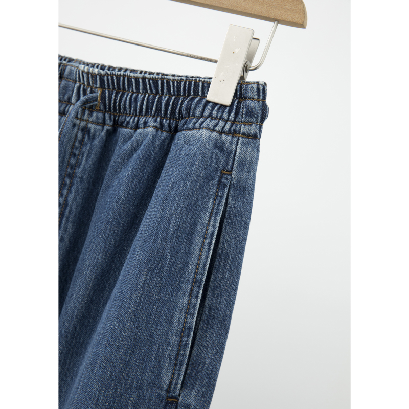 松弛宽松松紧腰抽绳百搭牛仔裤NZK4C2001