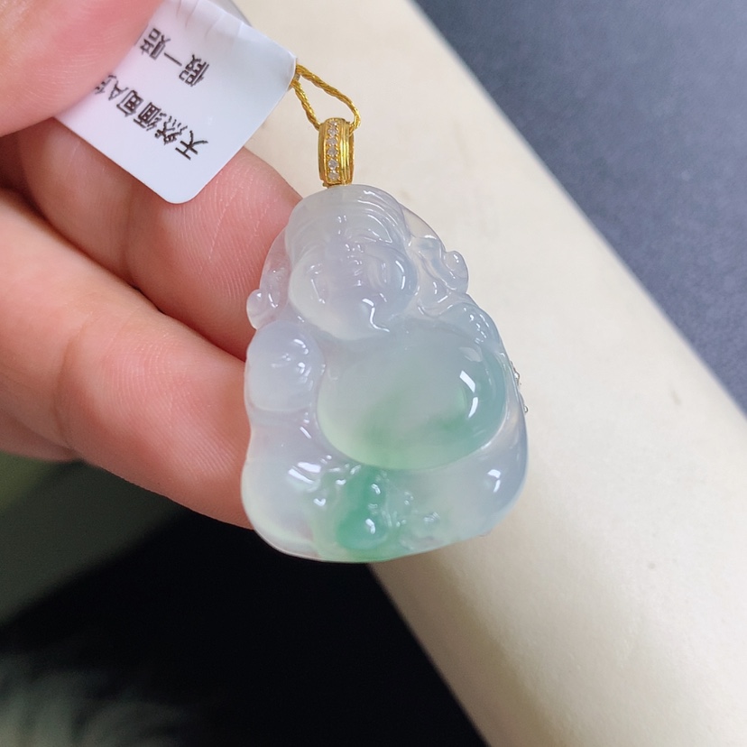 【闪购商品】翡翠颈饰18K金镶嵌财神