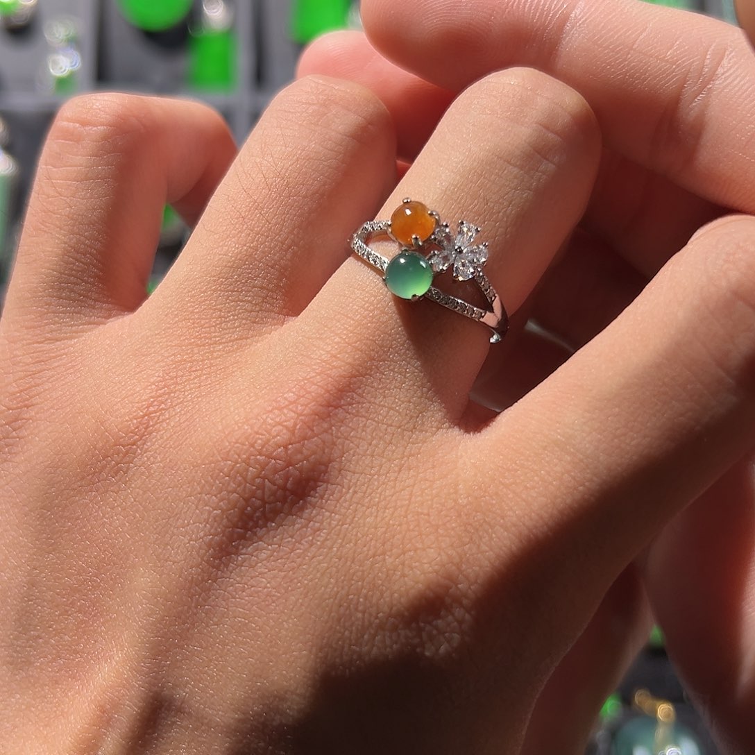 翡翠银S925镶嵌戒指