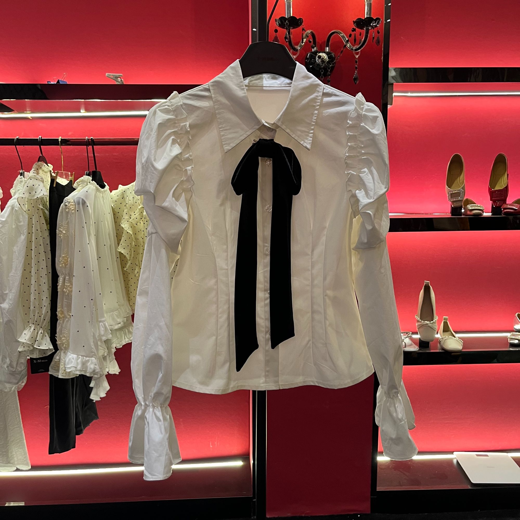 XM6603：加厚别致蝴蝶结棉质衬衫