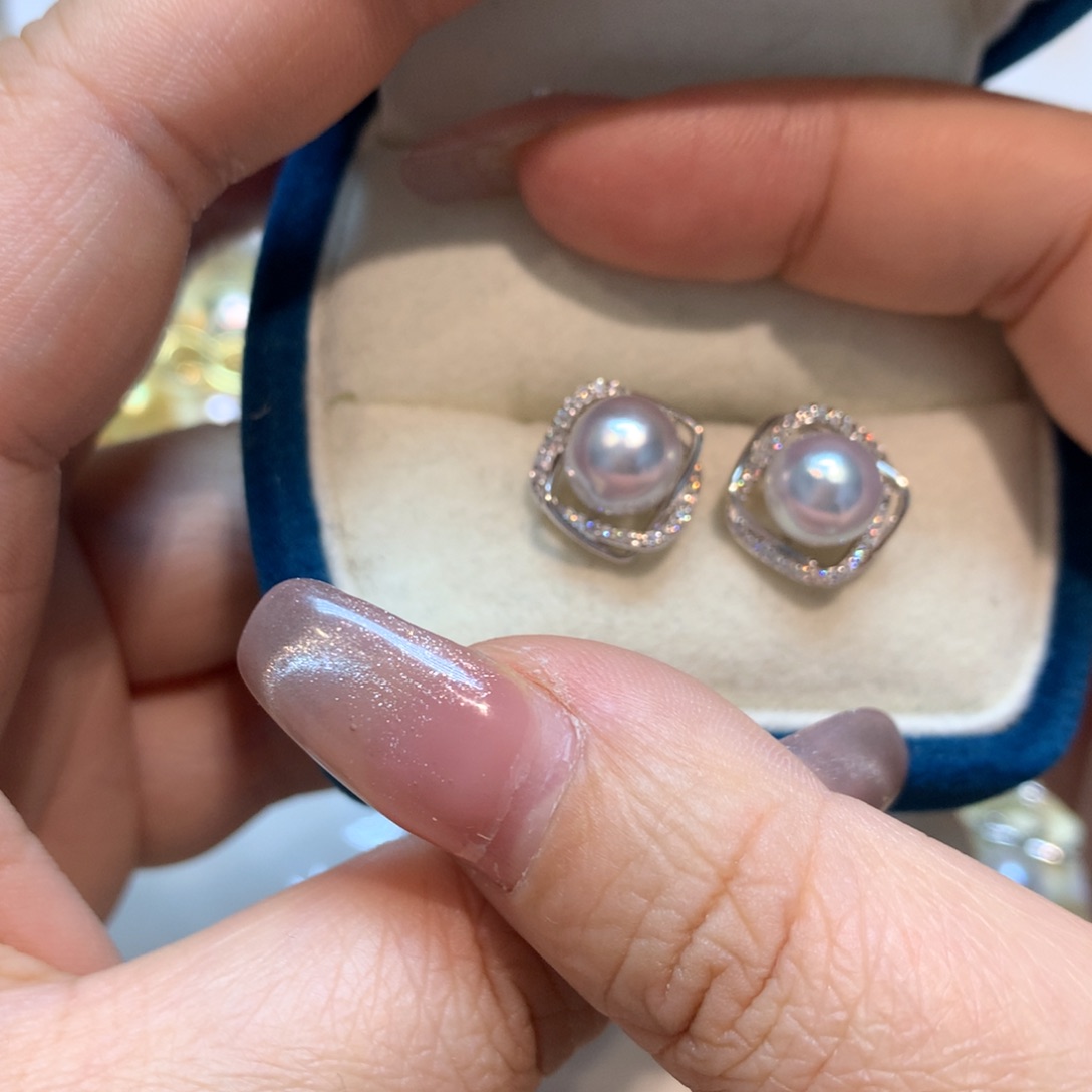 海水珍珠耳饰银S925镶嵌