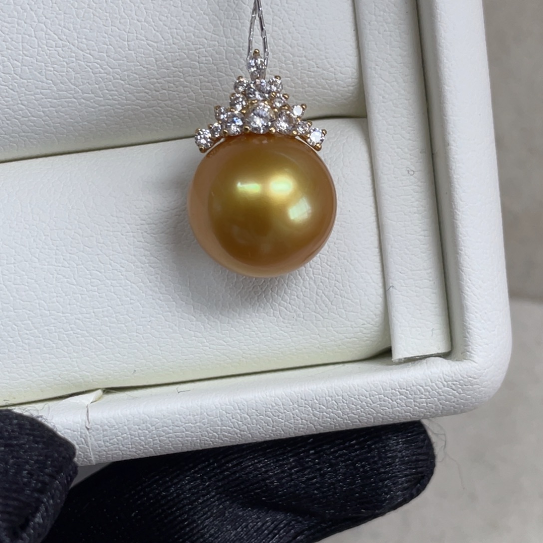 海水珍珠吊坠(不含链)18K金镶嵌13.0mm