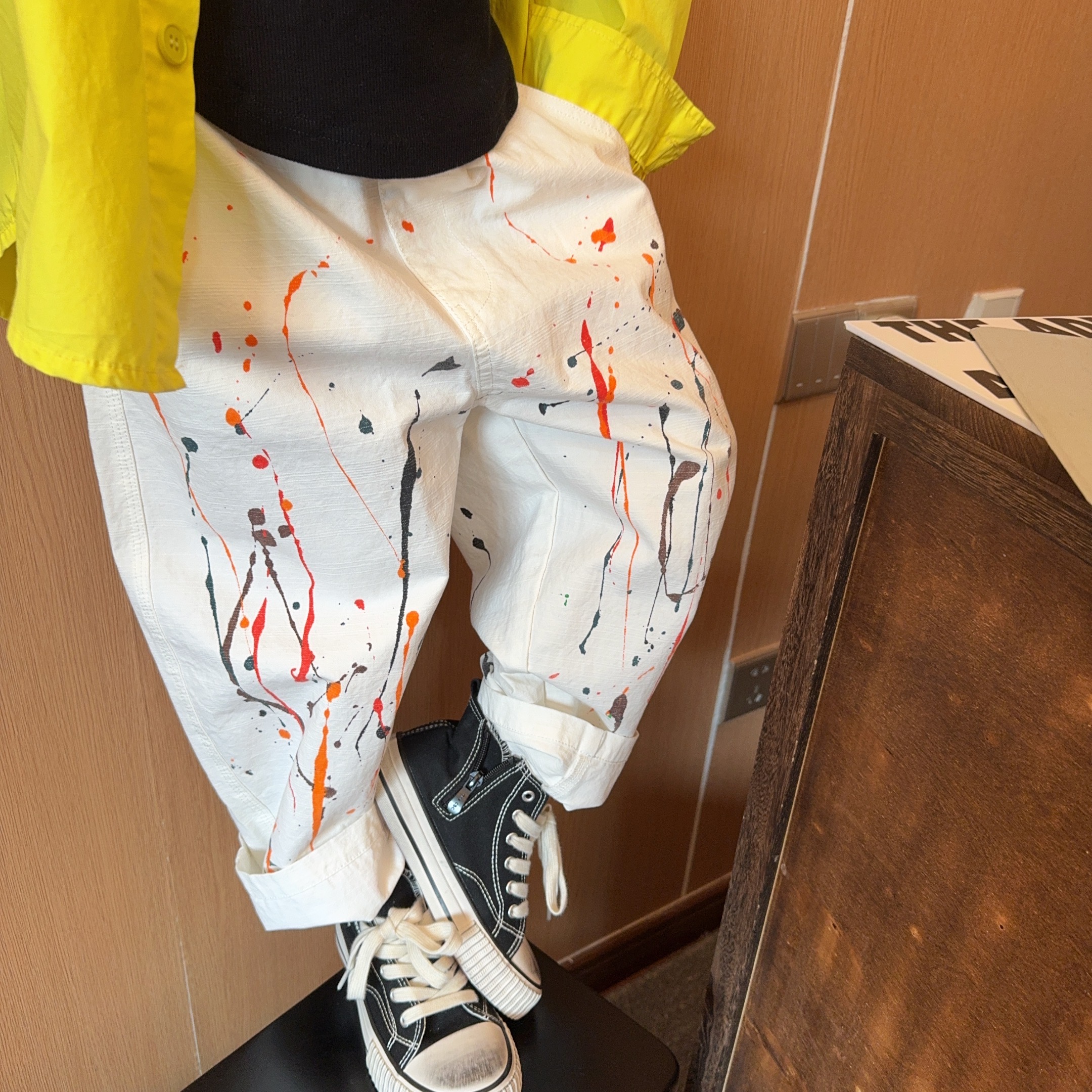 现令佳童装儿童泼墨个性洋气春夏休闲薄款裤夏季牛仔裤2532裤子