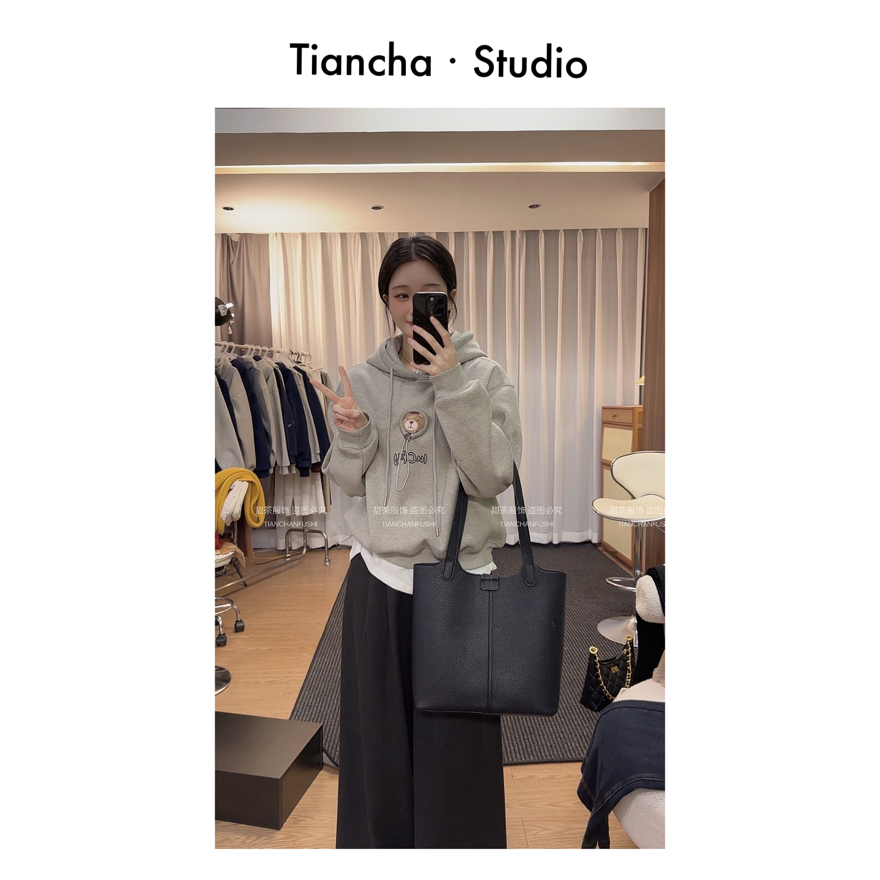 sweet c韩风冬季【帽衫小熊】加绒卫衣女刺绣图案洋气百搭P207#