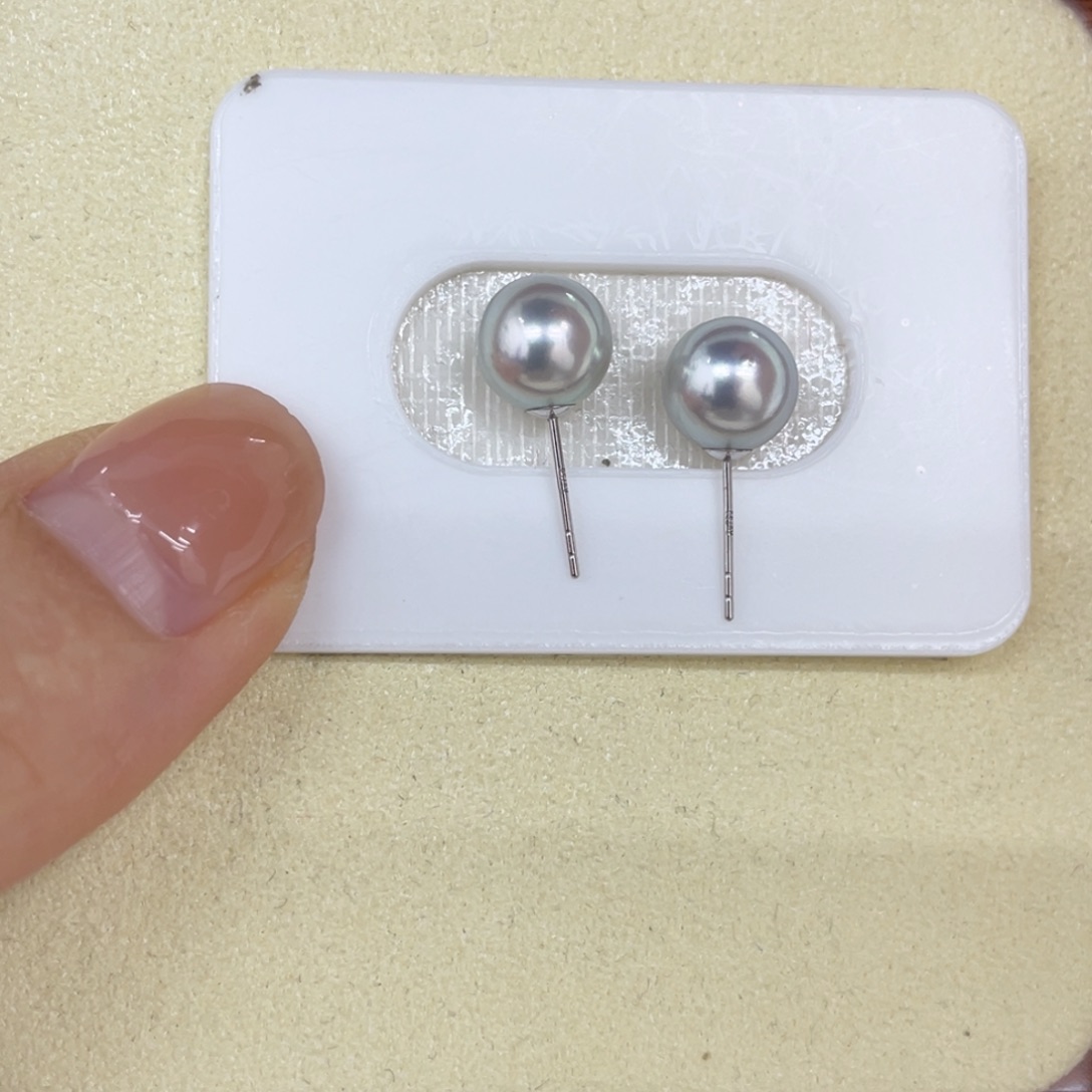 海水珍珠耳饰18K金镶嵌真多麻8毫米