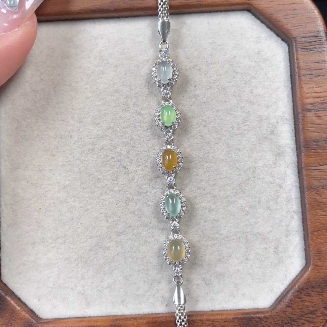 翡翠手链银S925镶嵌54888