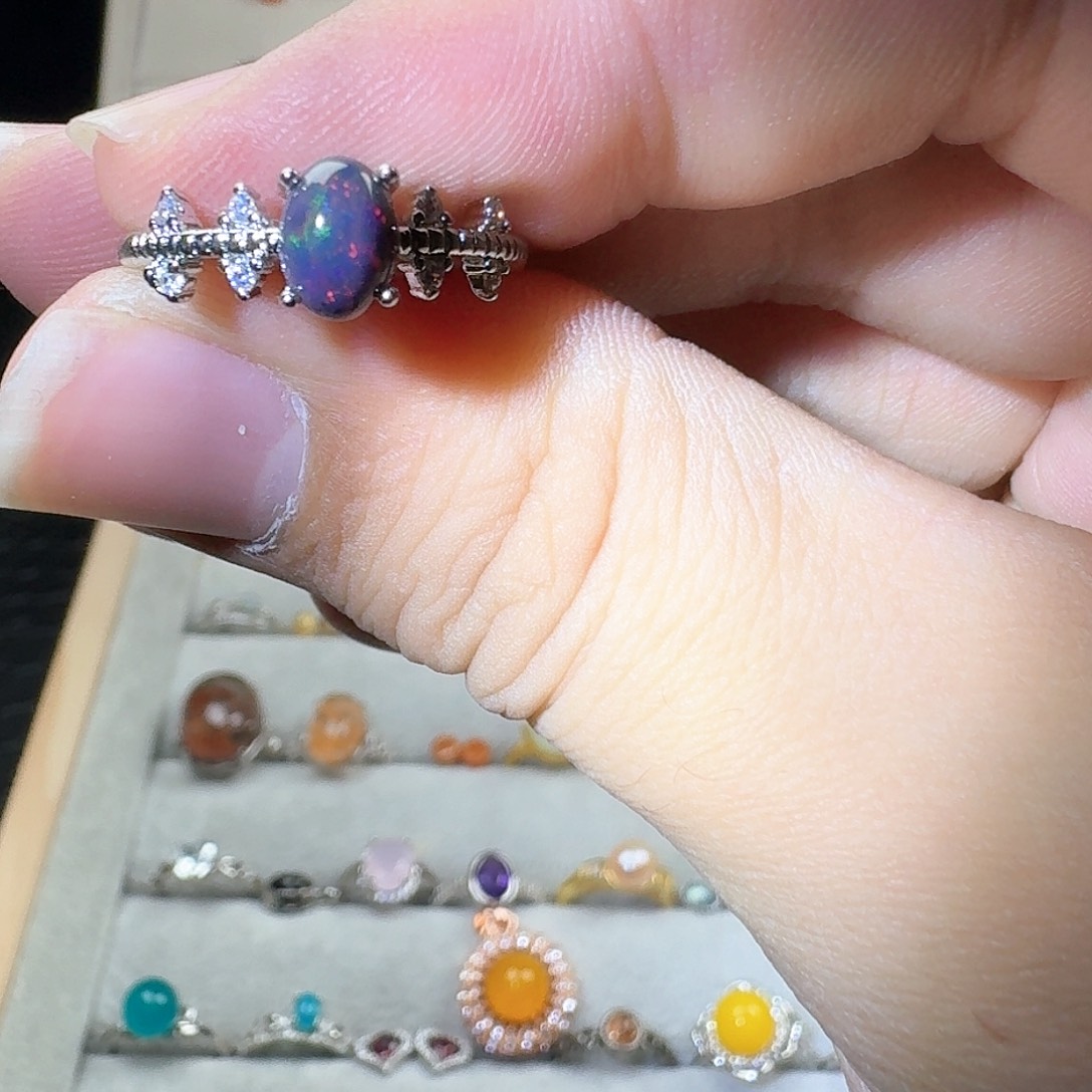 芙蓉石戒指银S925镶嵌