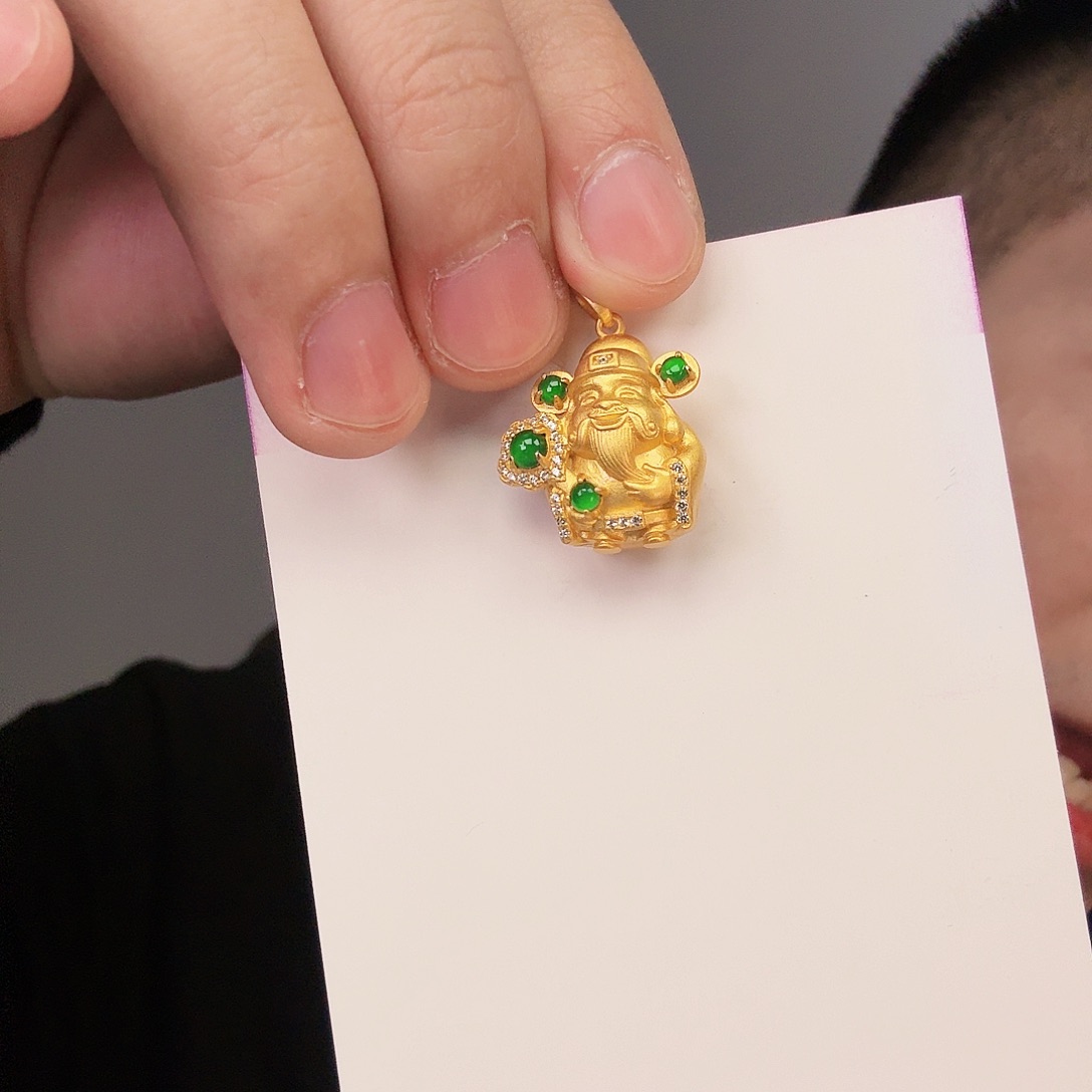 翡翠颈饰银S925镶嵌一件