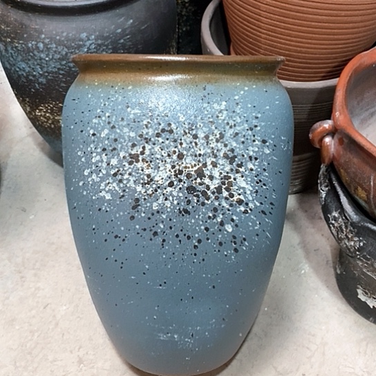 紫砂花盆口26高度41蓝泼墨