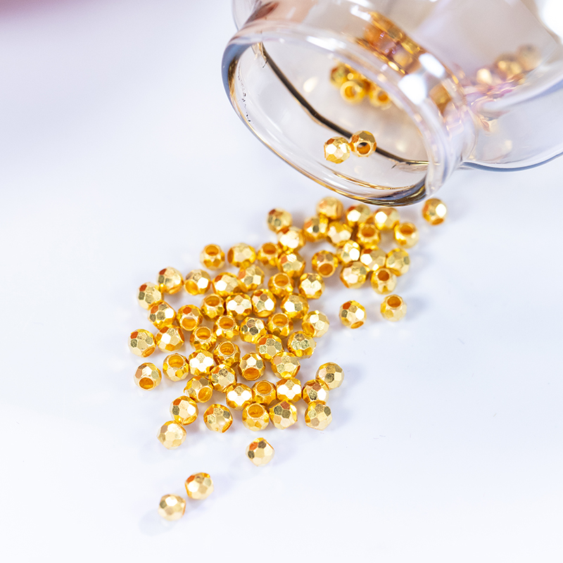 足金999卡3mm蹦迪珠小金珠黄金散珠镭射珠黄金DIY配件