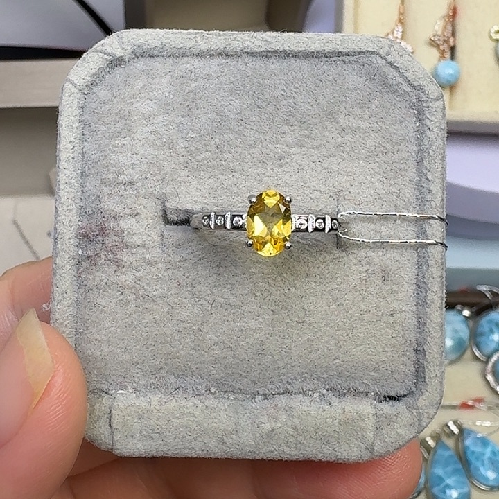 戒指银S925镶嵌水晶