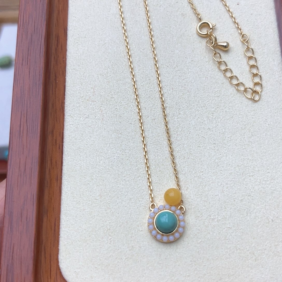 绿松石手链银S925镀金镶嵌