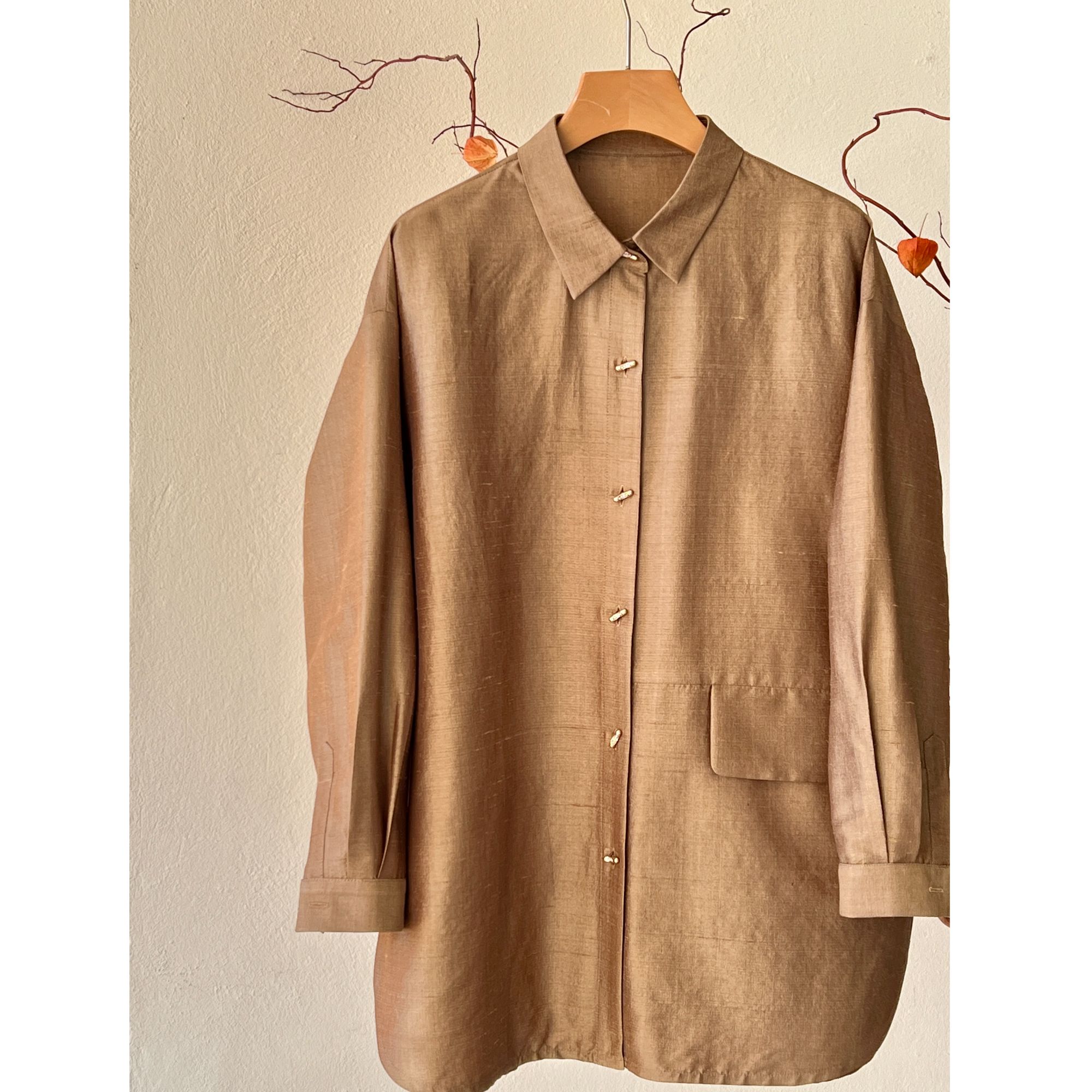 【以晴.高定】柔软高级的老料柞蚕丝衬衫，同款有裤子可搭配