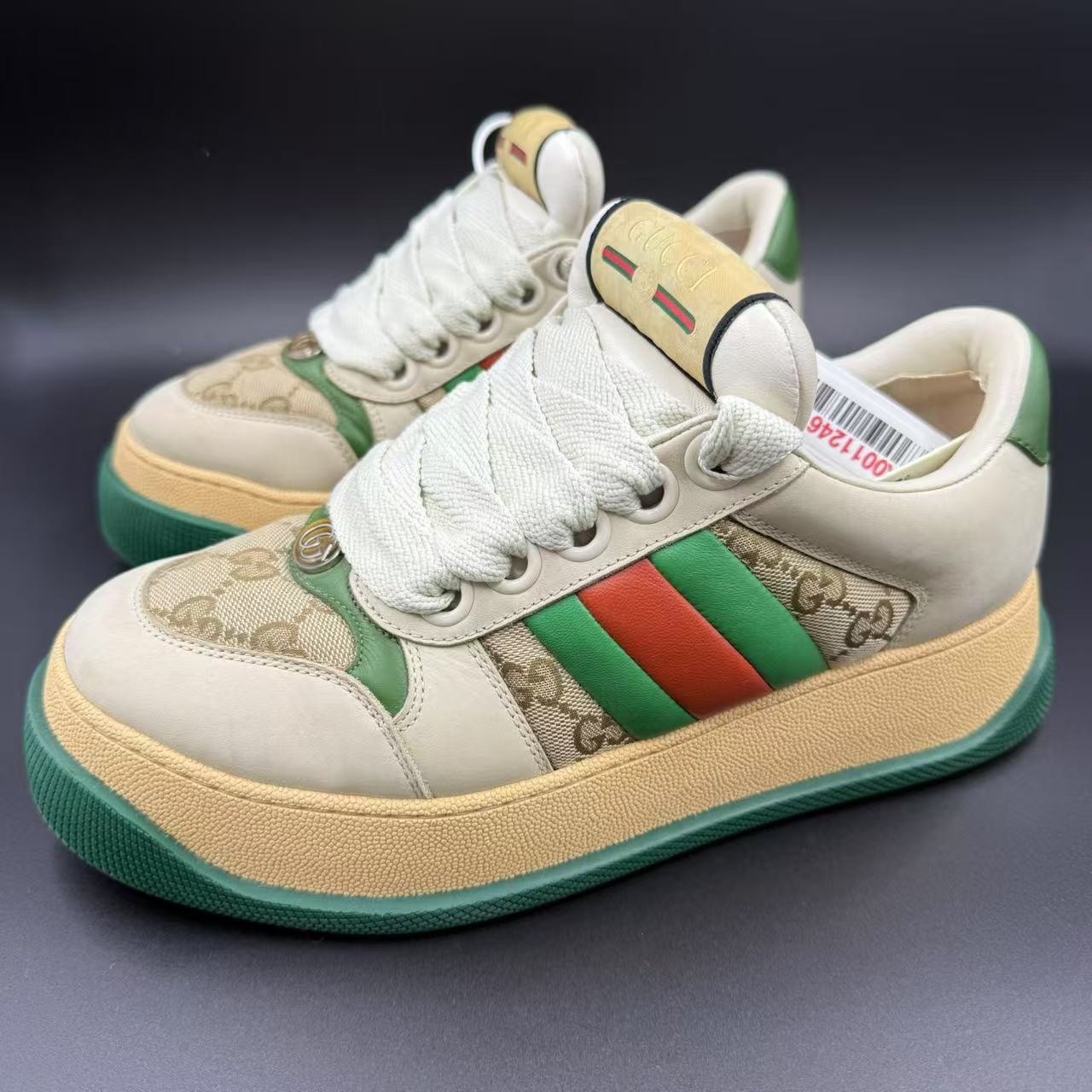 95新 GUCCI/古驰 绿色厚底脏脏胖丁板鞋40.5欧 zy209