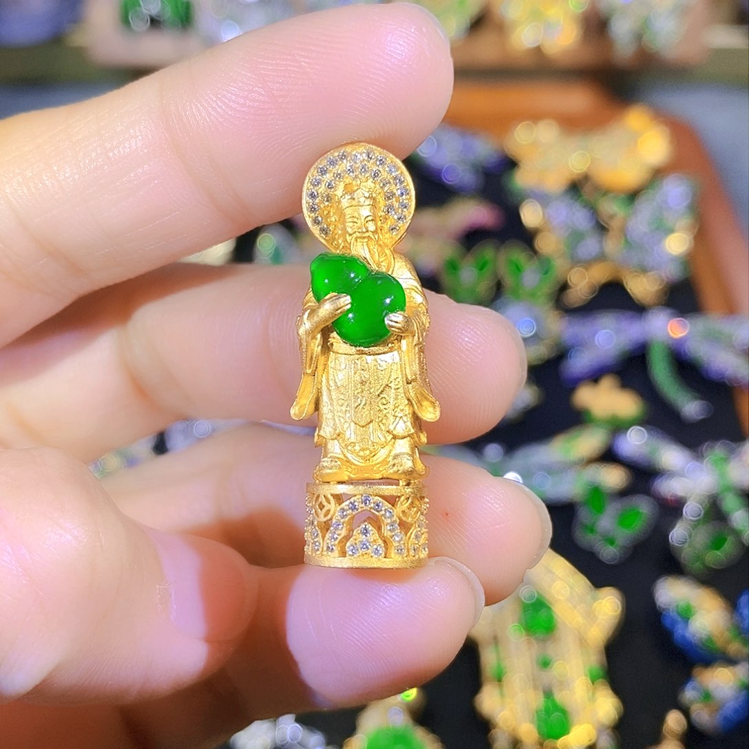 吊坠(不含链)银S925镶嵌翡翠