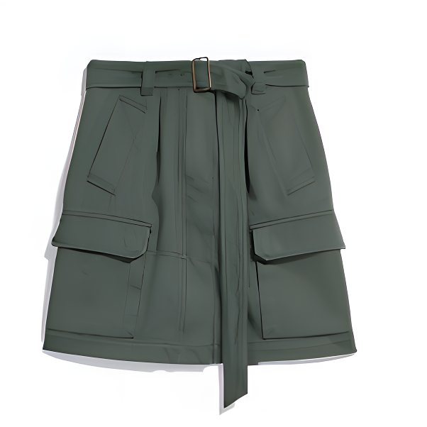 20044  常规款极简风半身裙春夏潮流工装风高腰宽松绿色裤0102