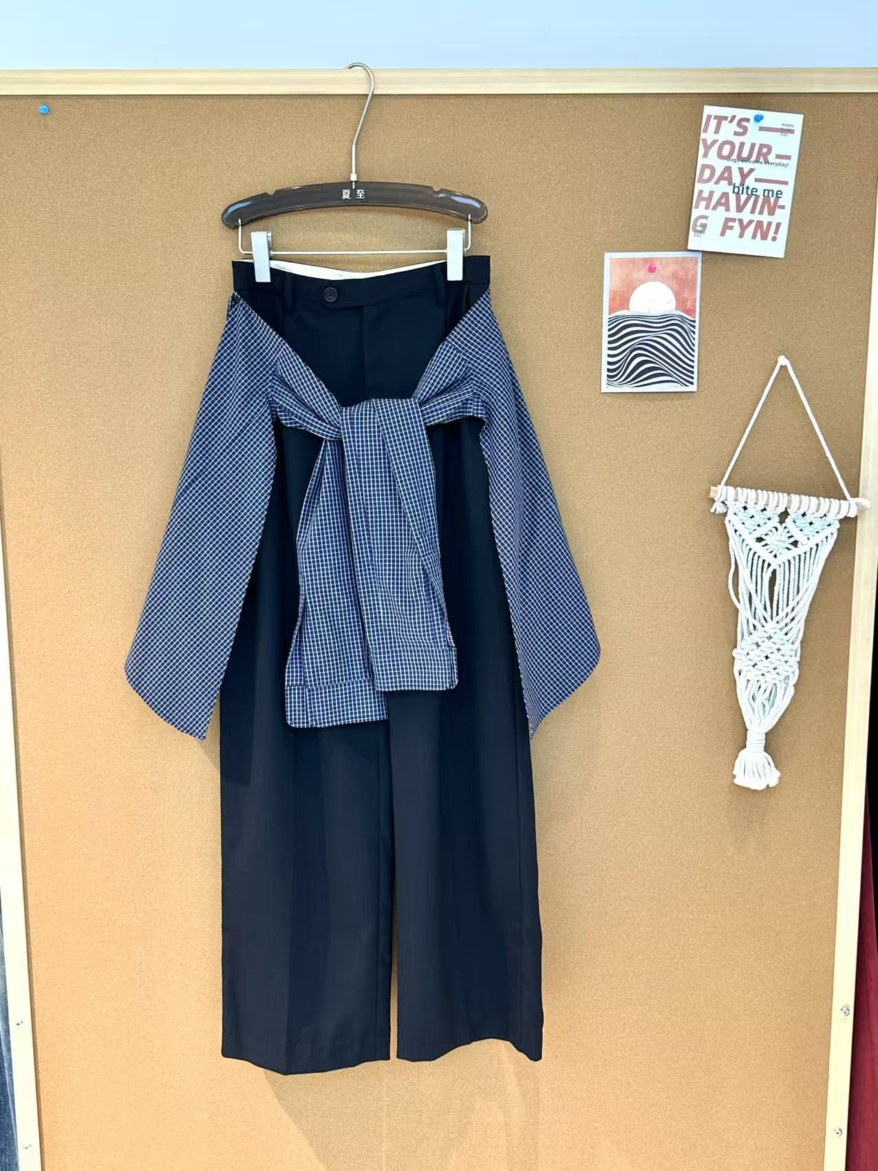 ICE DUST25秋薄款屁帘阔腿长裤女小众设计休闲显瘦