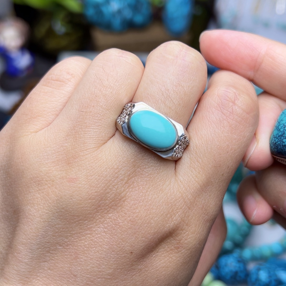 绿松石珠宝奇石银S925镶嵌