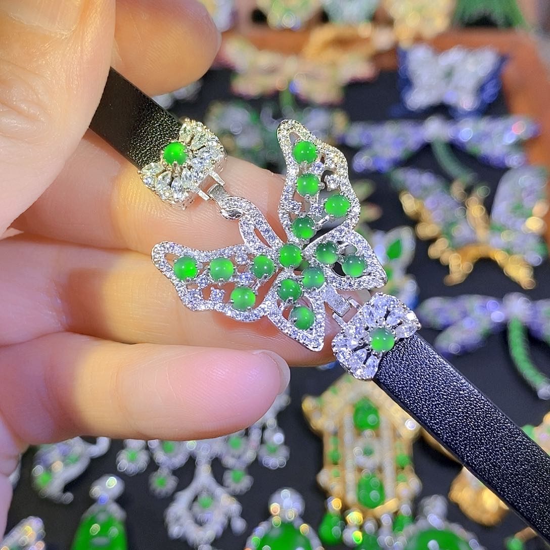 吊坠(不含链)银S925镶嵌翡翠