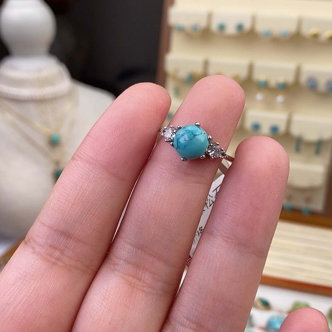 绿松石戒指银S925镶嵌