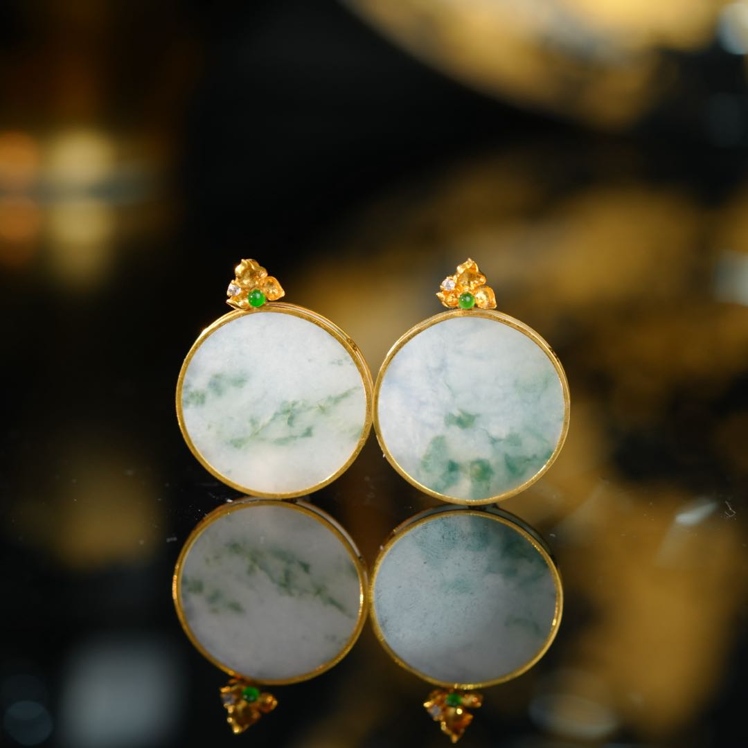 【初见珠宝】18k金翡翠圆牌吊坠12-1C375X222【多样性发一件】