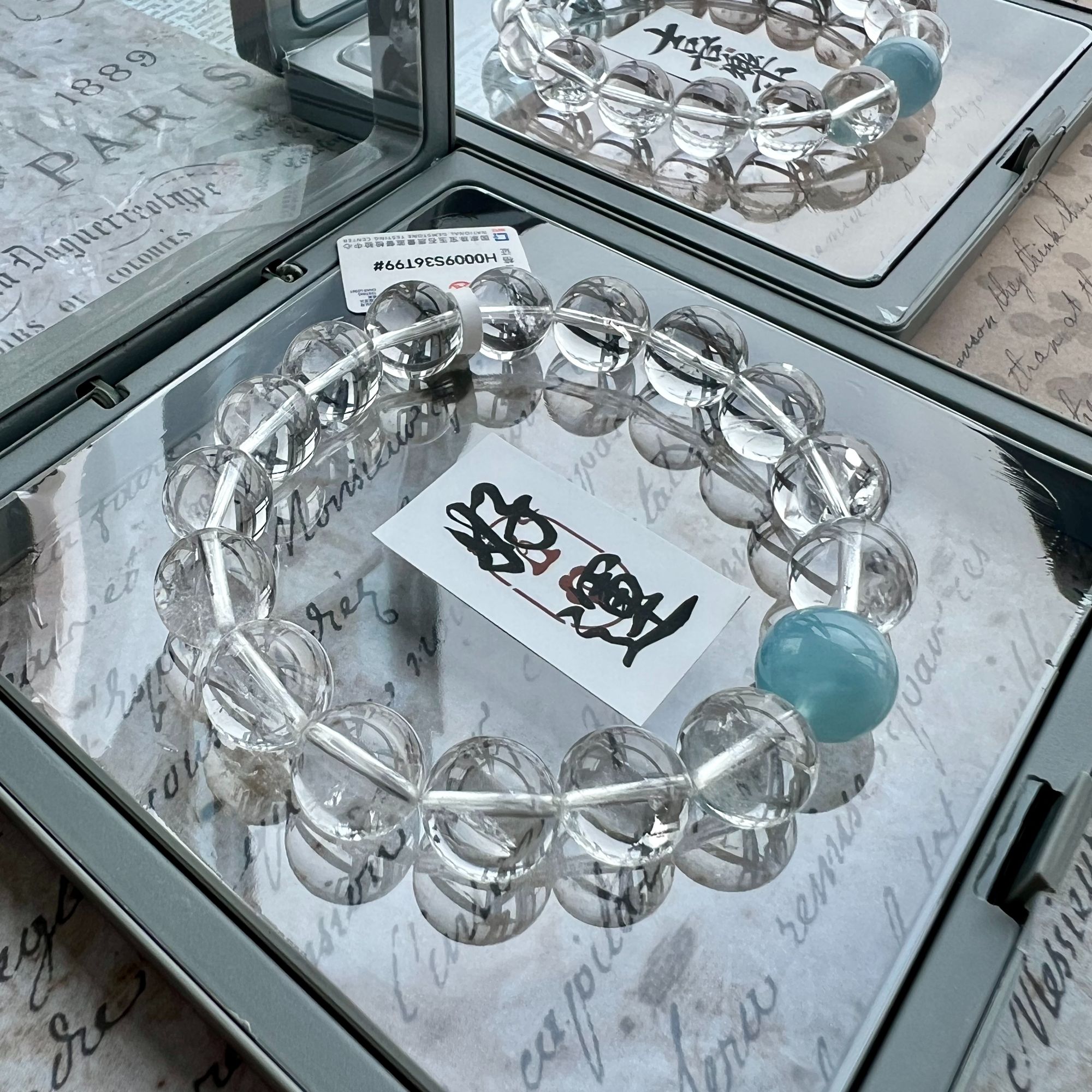 【露丝同款】天然白水晶/海蓝宝小清新弹力手串女