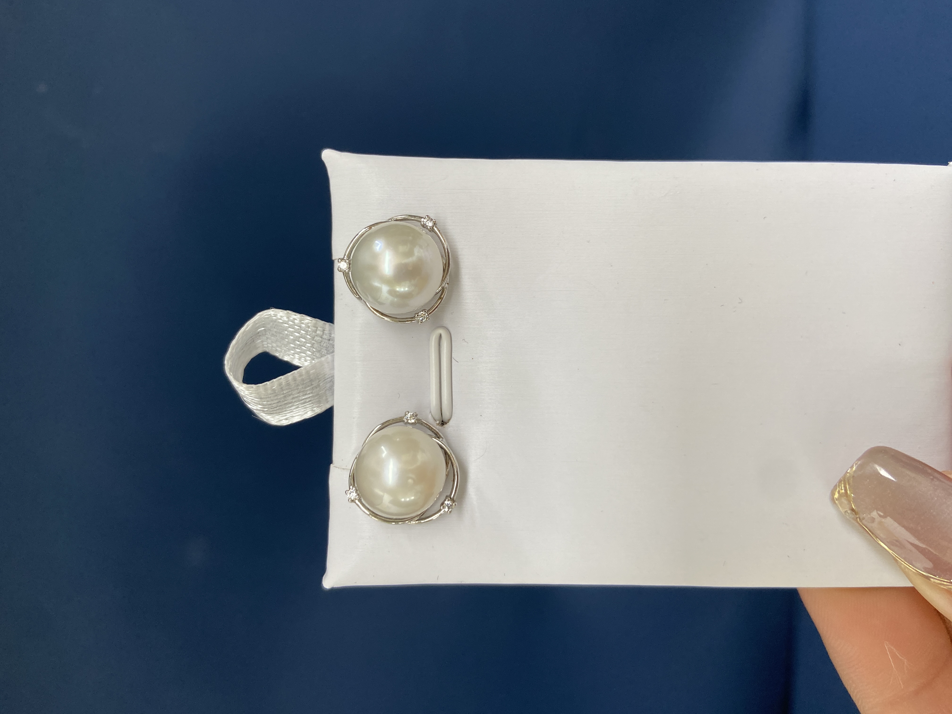 正品海水珍珠澳白南洋白珠耳钉山茶花耳钉10-11mm（多样性发一）