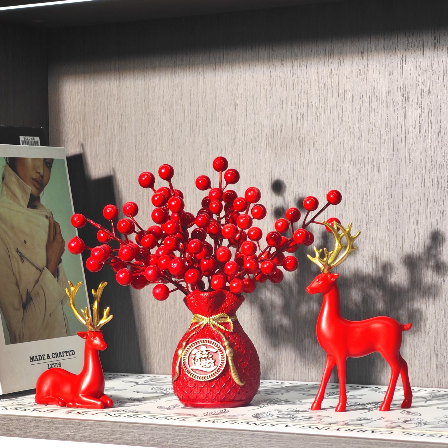 福禄福袋红果摆件家居饰品客厅电视柜工艺品摆设玄关酒柜装饰品